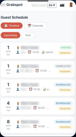 Grabspot - Planification des visites